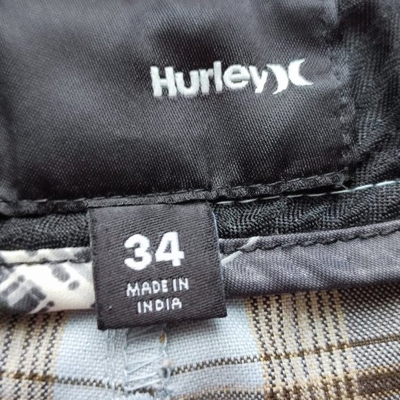 Hurley casual short grey plaid men's size 34 - Picture 5 of 7